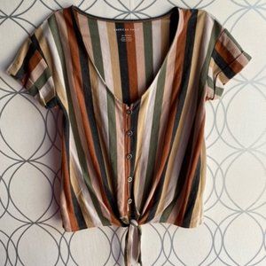 American Eagle retro striped blouse